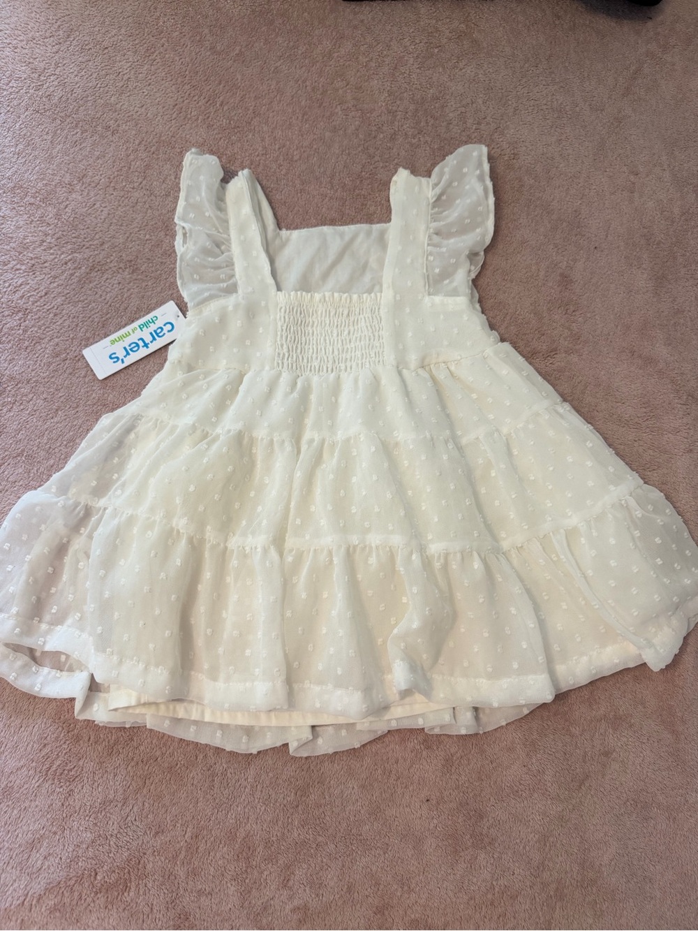 Carter's White Swiss Dot Tiered Dress with Ruffled Sleeves NWT - Picture 3 of 7